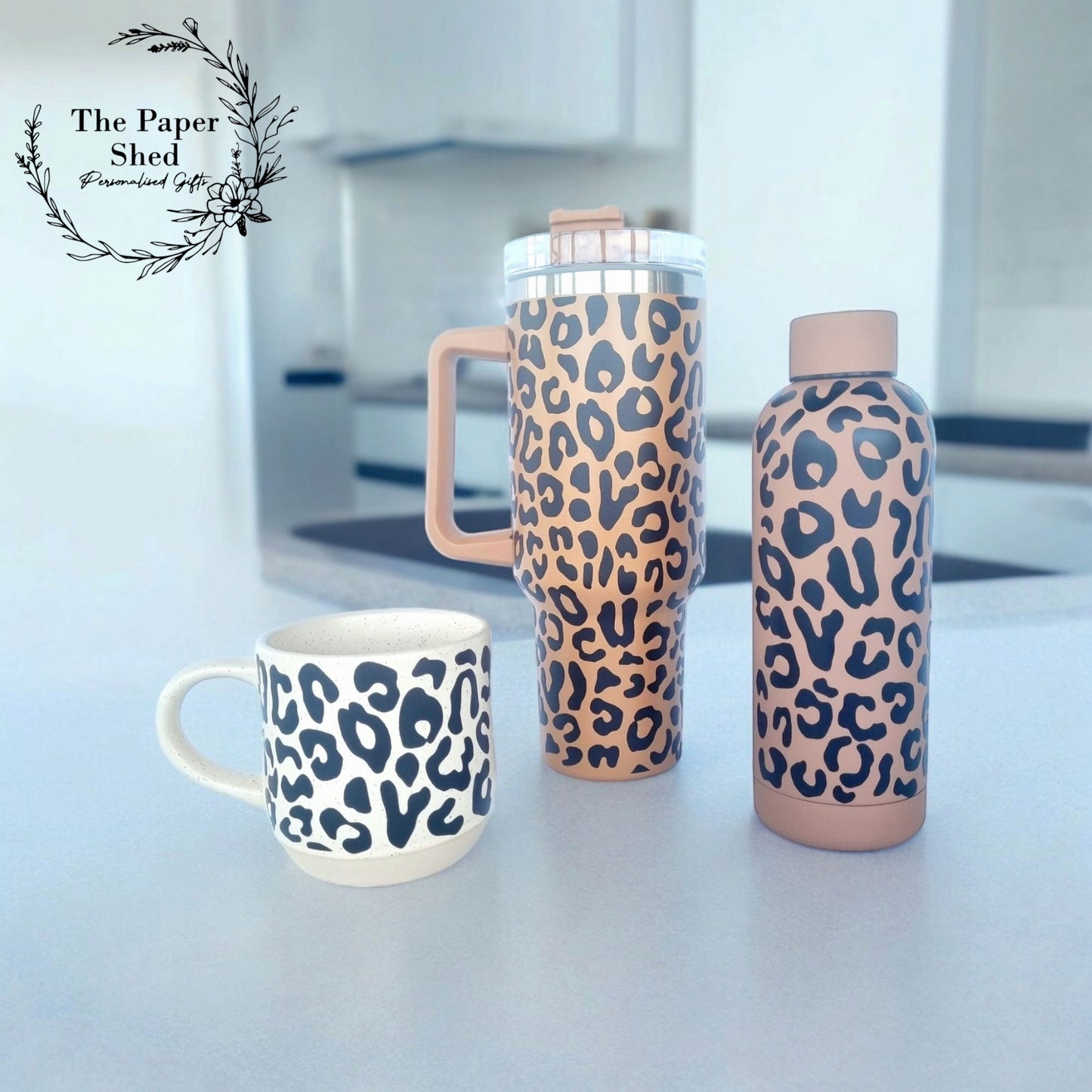 The Leopard Print Collection, Thermal, Mug, 40 oz Cup, Bottle, Travel Mug, Gift, Birthday, Set, dog, cat, pet theme