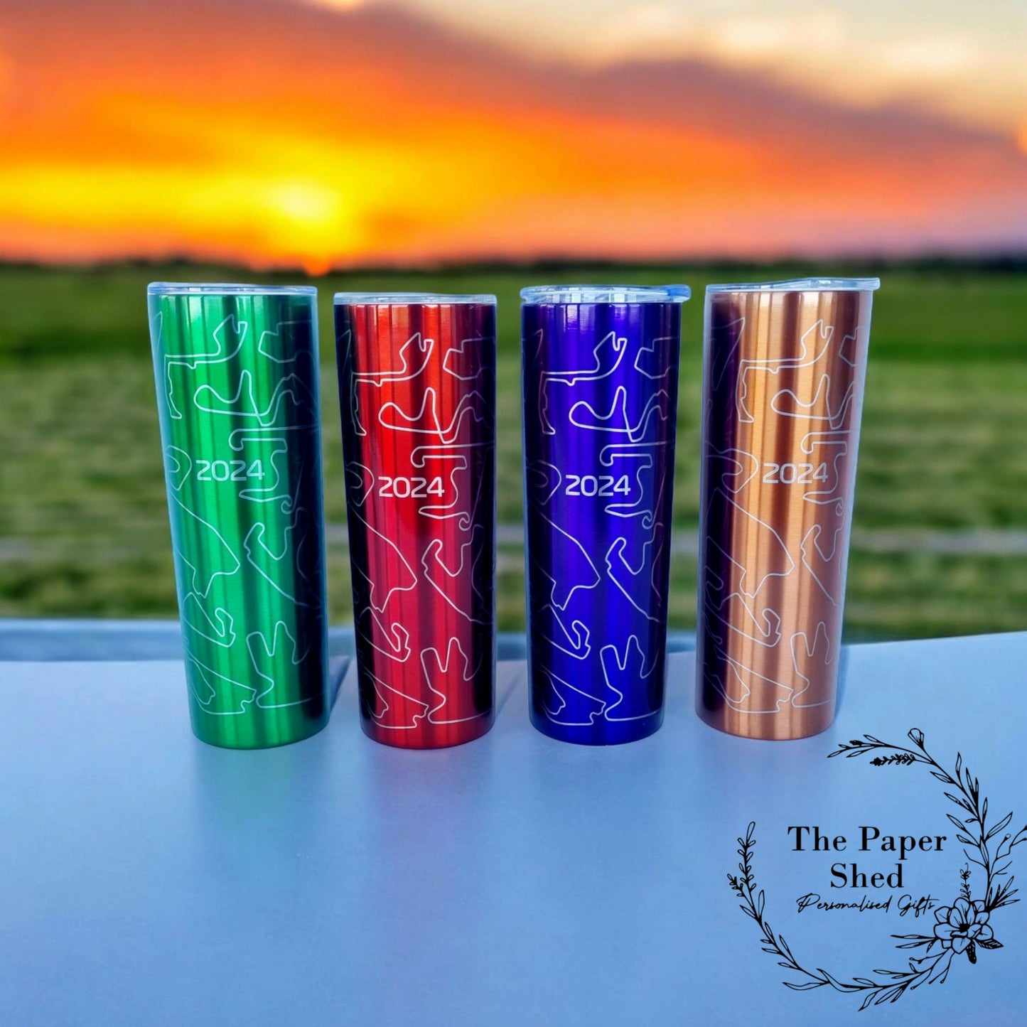 F1 inspired Silverstone Bottle Tumbler With Straw Engraved Tracks Formula