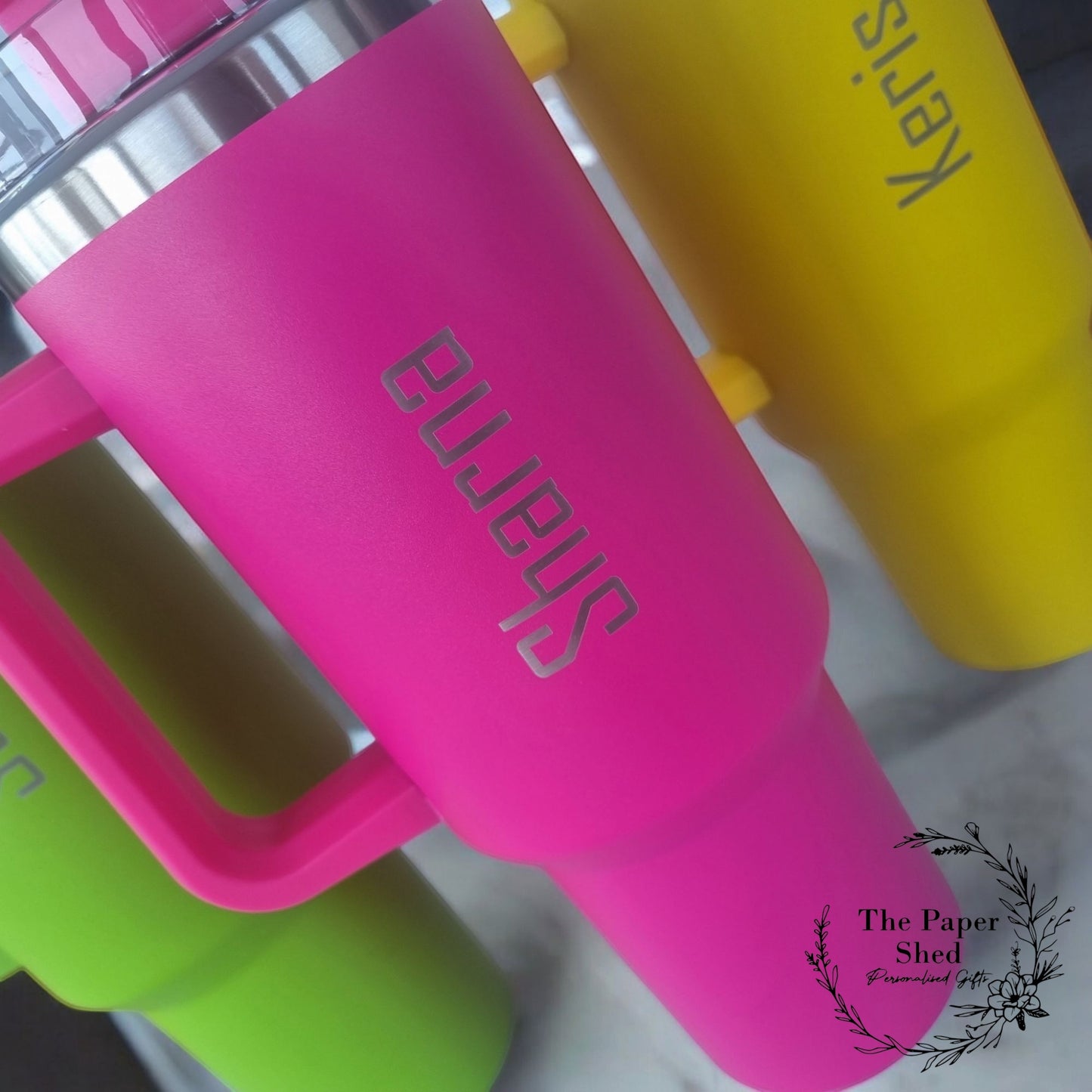 Personalised or blank Large 40oz Travel Mugs Pastel Colours Thermal Cup with Handle