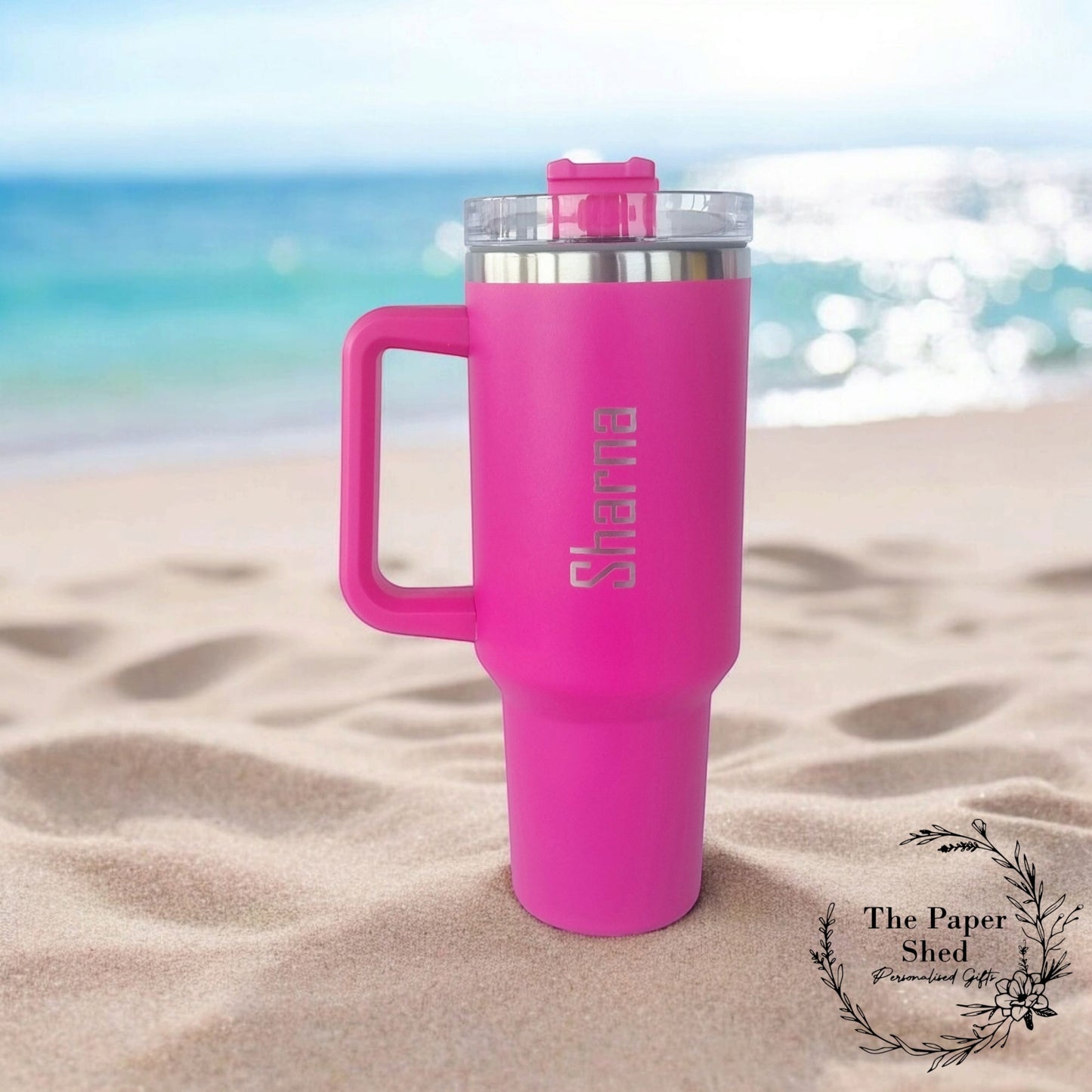 Personalised or blank Large 40oz Travel Mugs Pastel Colours Thermal Cup with Handle
