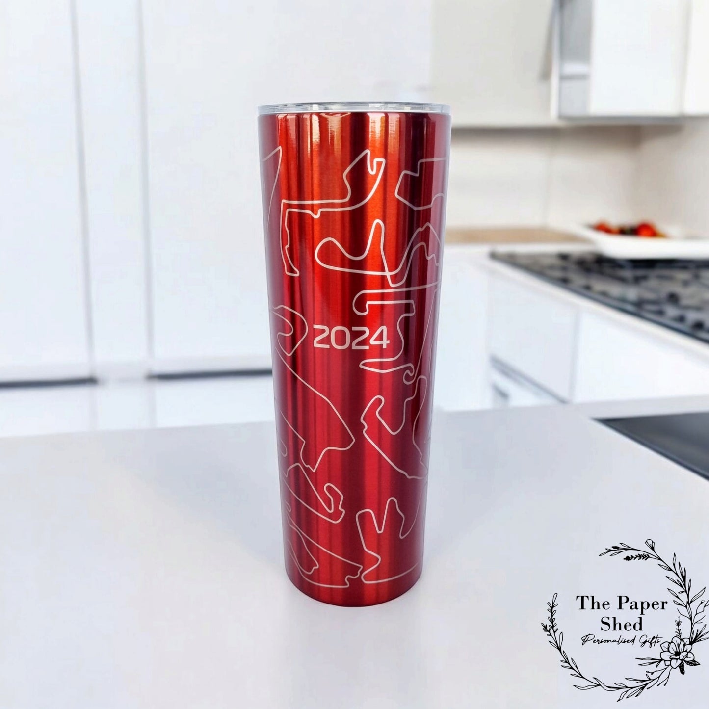 F1 inspired Silverstone Bottle Tumbler With Straw Engraved Tracks Formula