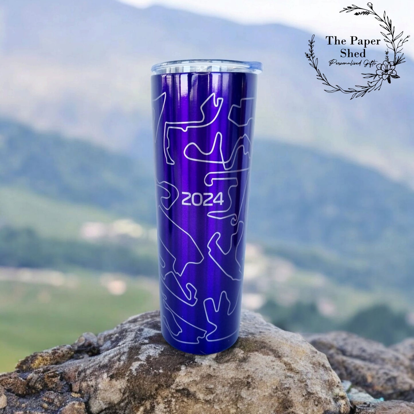 F1 inspired Silverstone Bottle Tumbler With Straw Engraved Tracks Formula