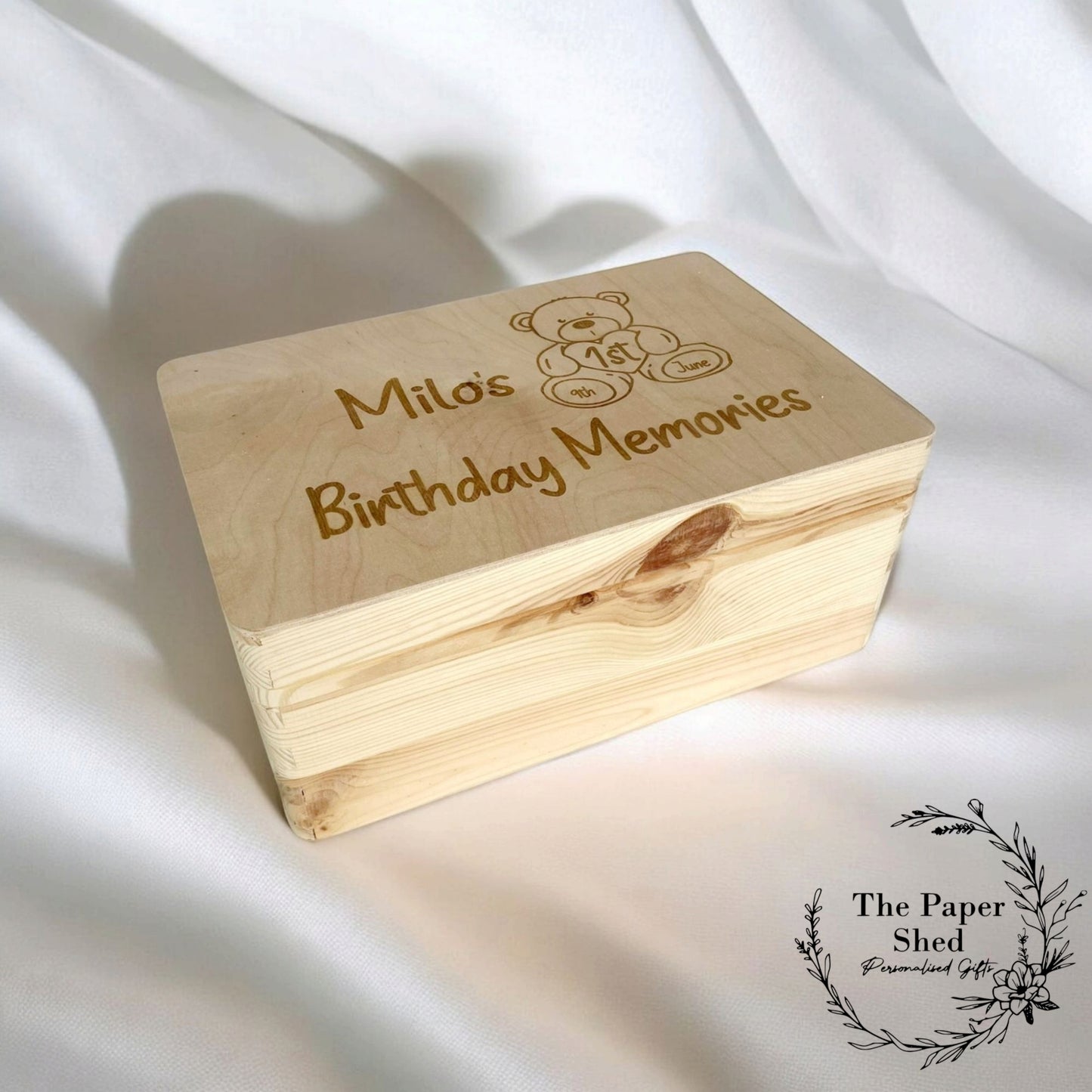 Birthday Wooden Memory Keepsake Box, Special Birthday 1st Racing car, dinosaur, Football, Mermaid, Princess, Teddy, Train, Unicorn,