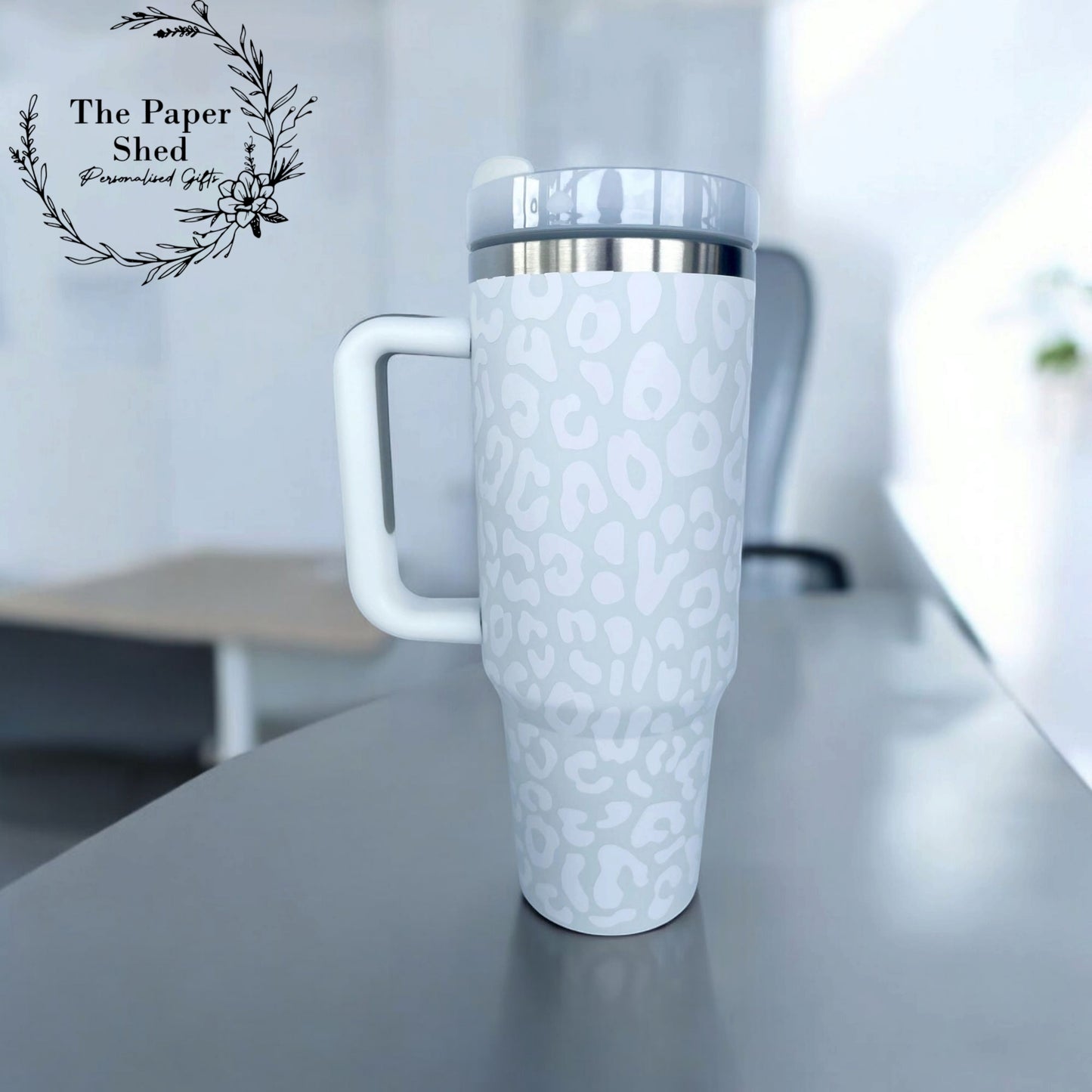 Leopard Print Travel Mugs Personalised 40oz Cups With Handle