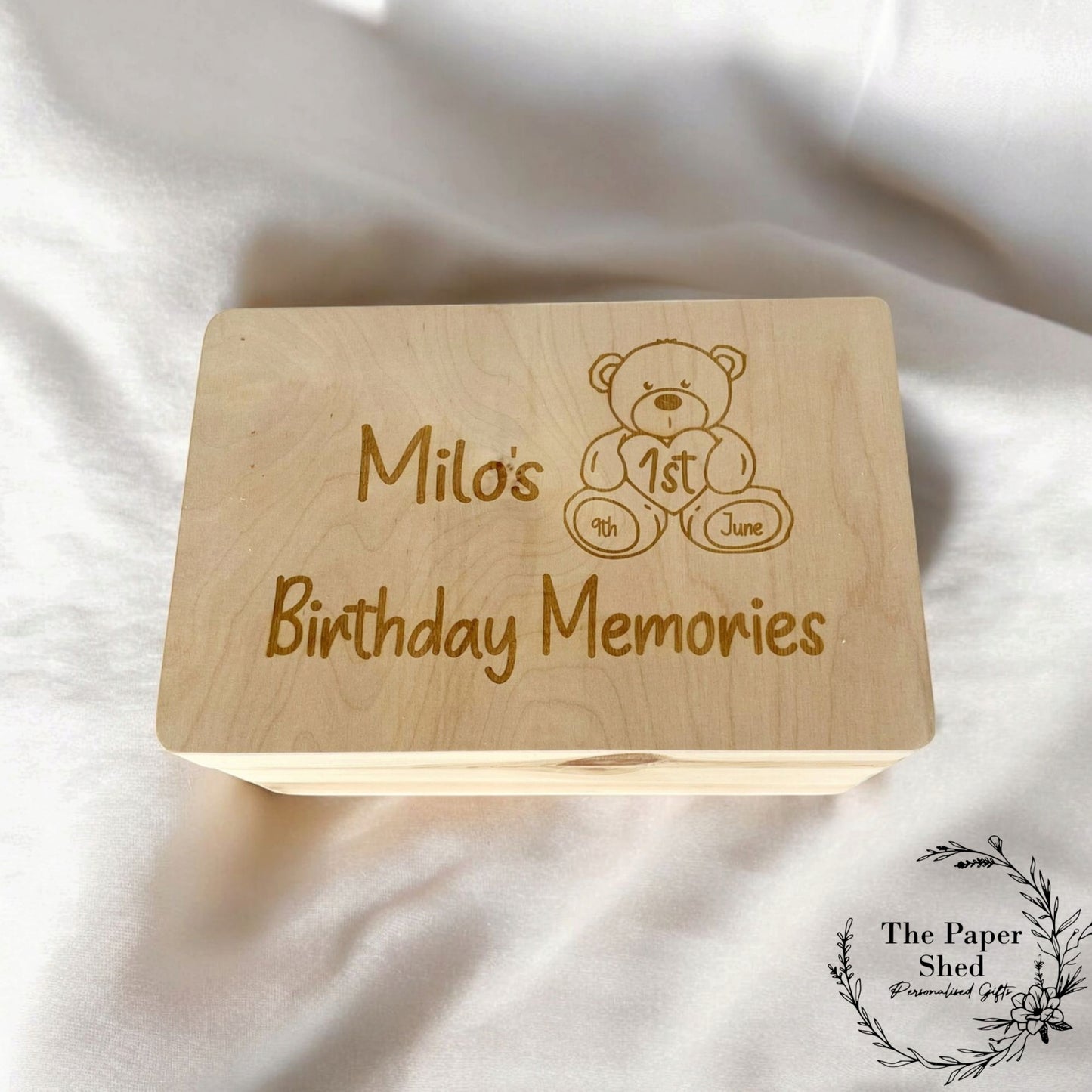 Birthday Wooden Memory Keepsake Box, Special Birthday 1st Racing car, dinosaur, Football, Mermaid, Princess, Teddy, Train, Unicorn,