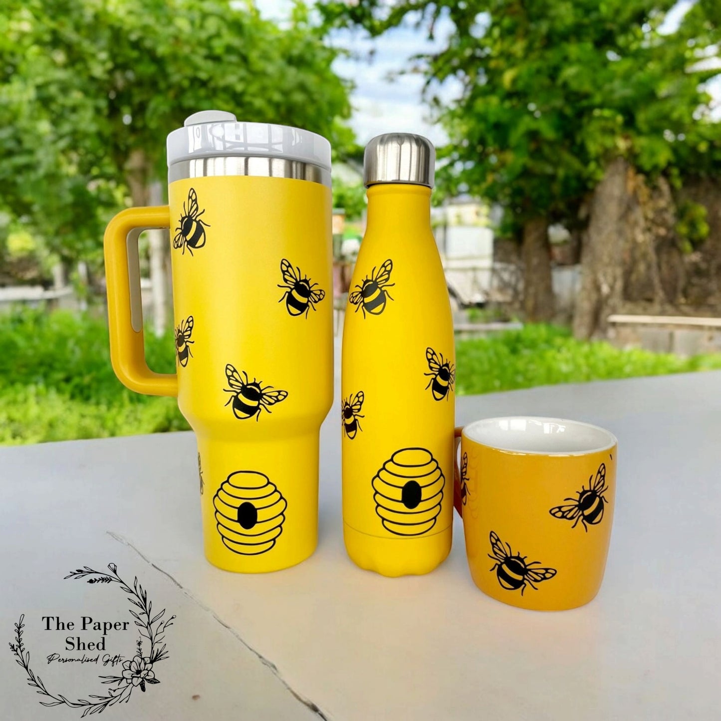 The Bee Collection, Bumblebee, Honey Bee, Hive Thermal, Mug, 40 oz Travel Cup, Bottle, Travel Mug, Gift, Birthday, Set,