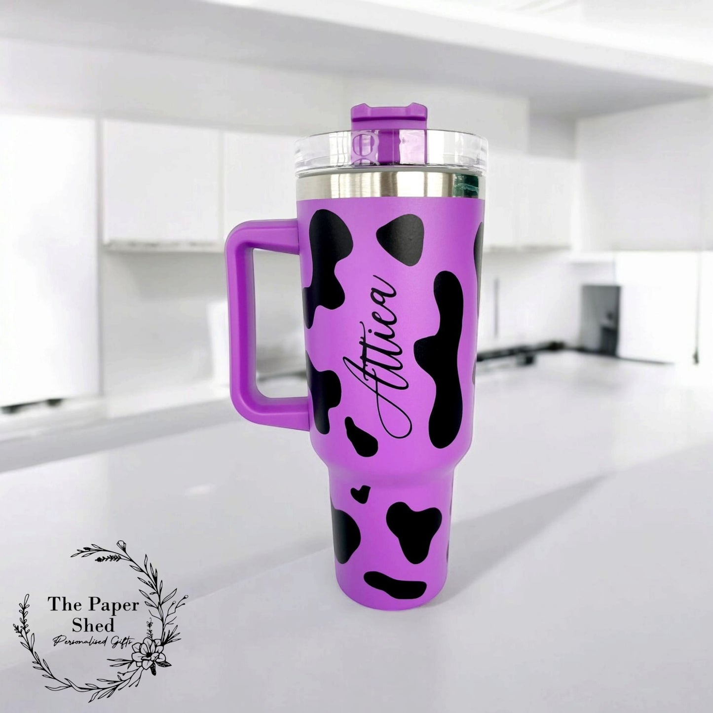 Cow Print Travel Mugs Personalised 40oz Cups With Handle