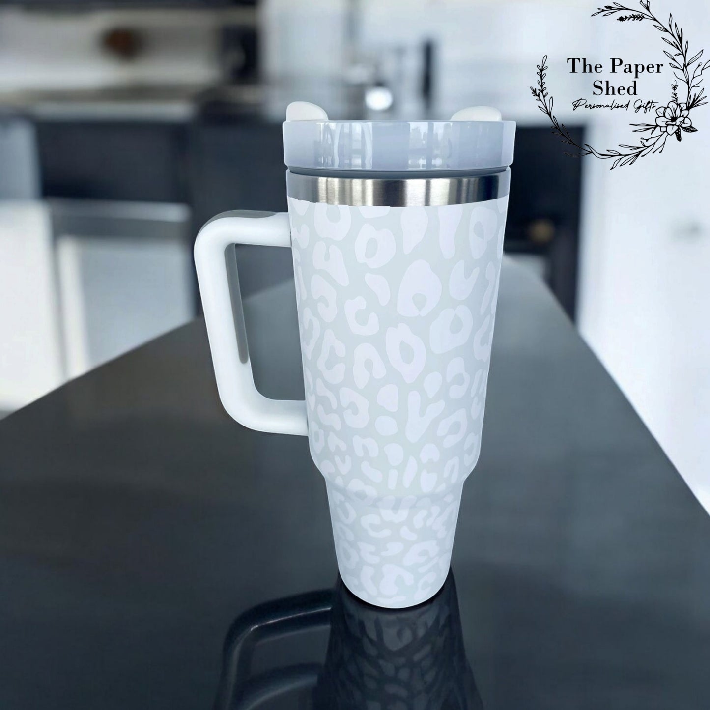 Leopard Print Travel Mugs Personalised 40oz Cups With Handle