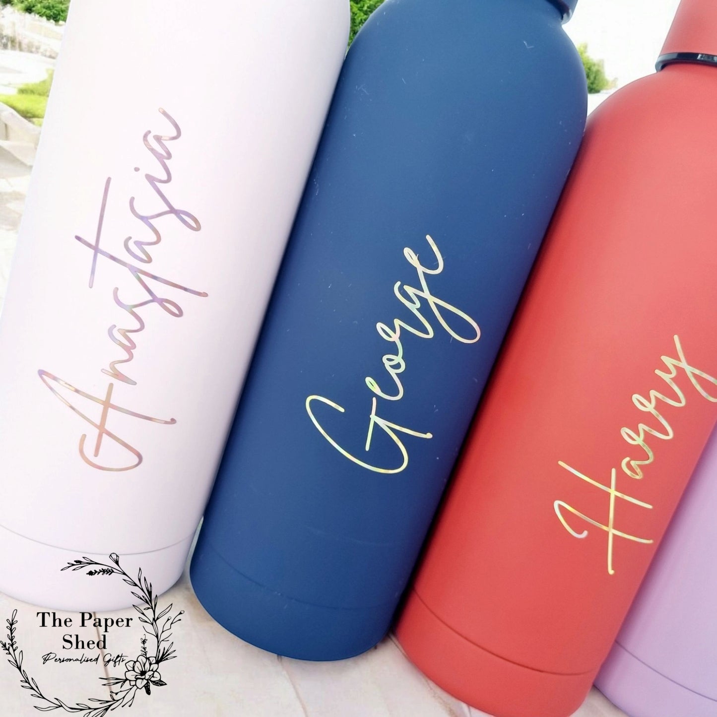 Personalised Name Thermal Water Bottle Metallic Water