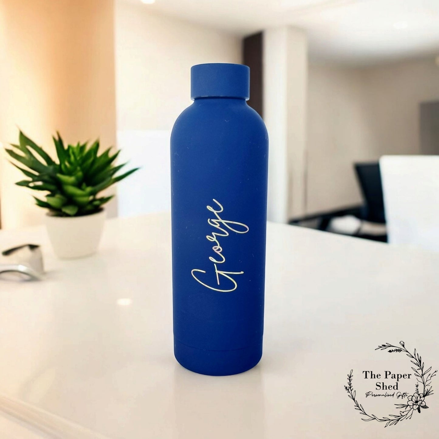 Personalised Name Thermal Water Bottle Metallic Water