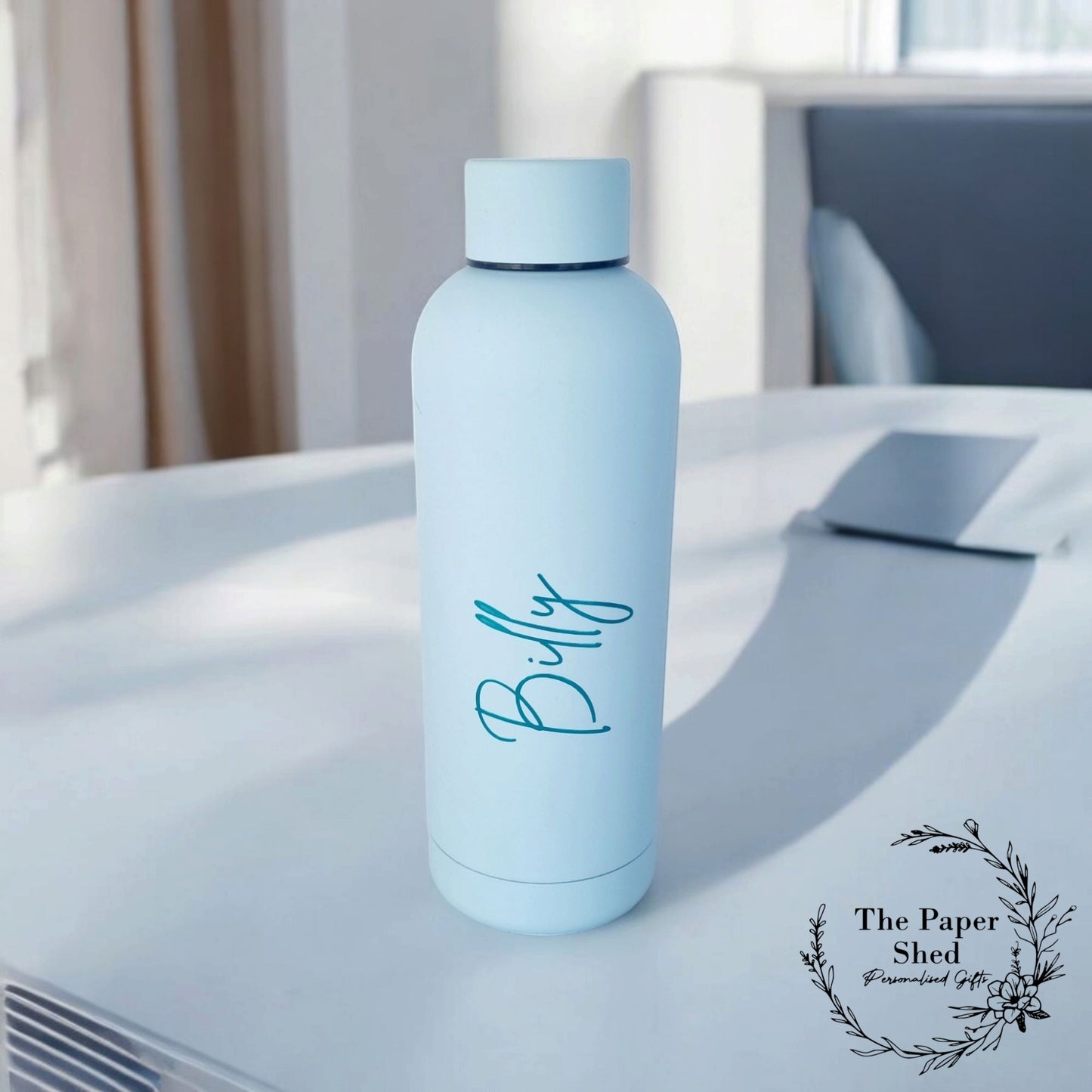 Personalised Name Thermal Water Bottle Metallic Water