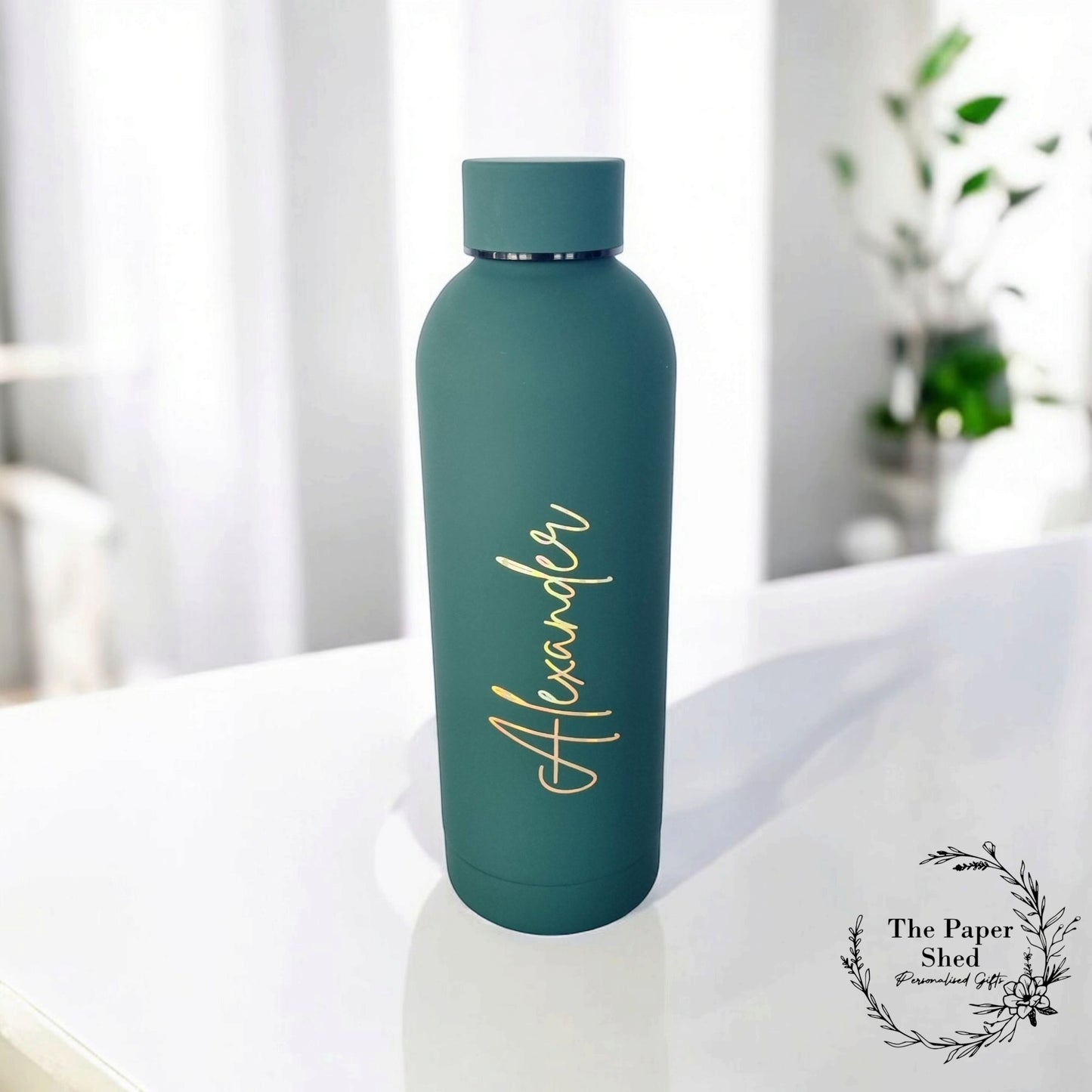 Personalised Name Thermal Water Bottle Metallic Water
