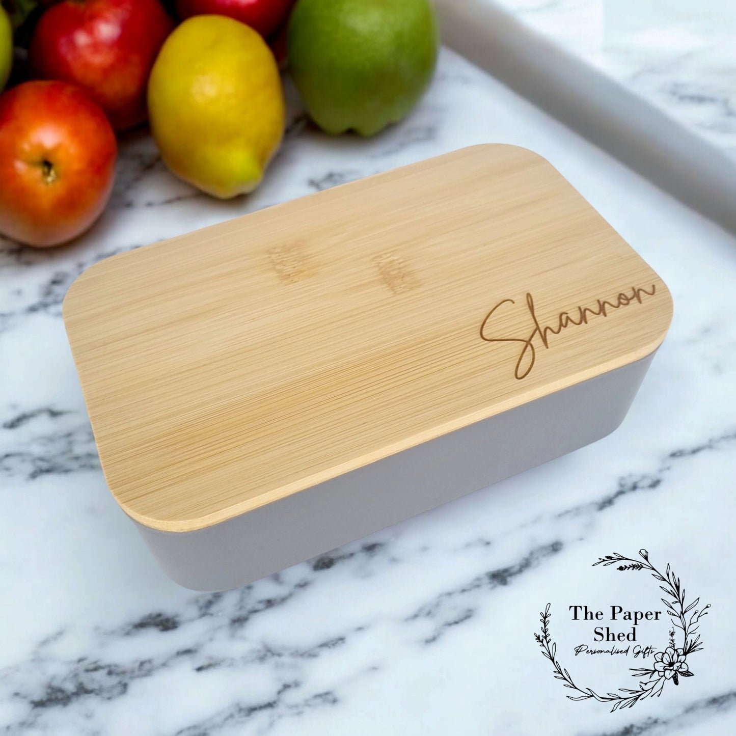 Engraved Bamboo Personalised Lunchbox With Cutlery