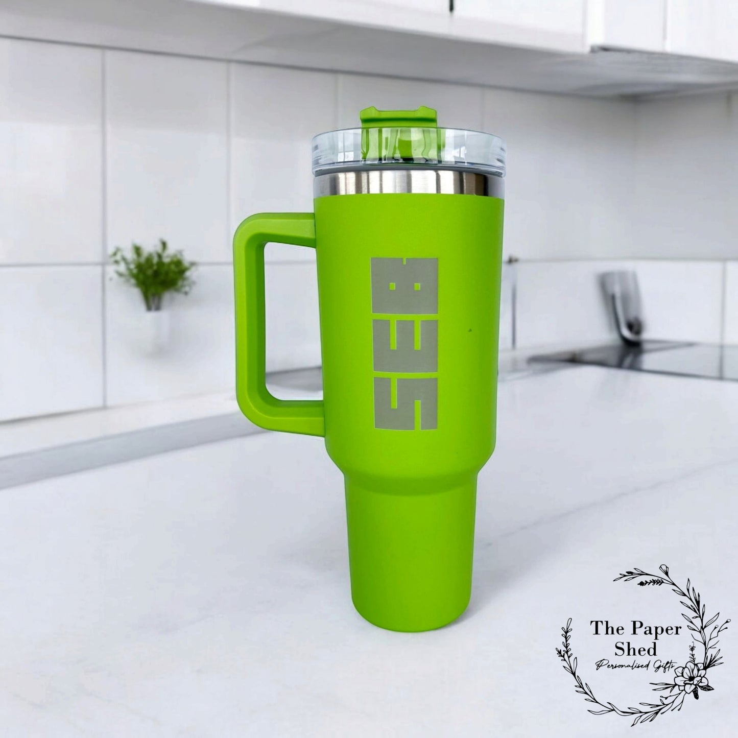 Travel Mugs Engraved Personalised Name Large Thermal 40oz Cups with Handle Gamer Game Block Computer