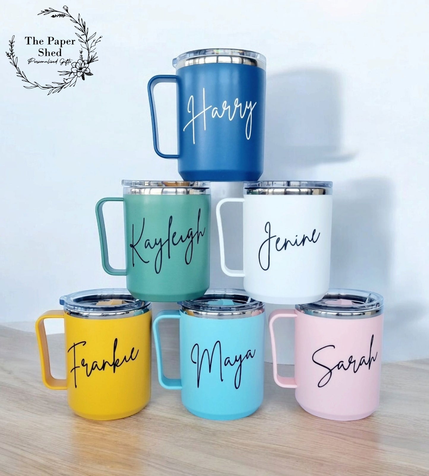 Travel Cup with Handle Thermal Coffee Mug Personalised