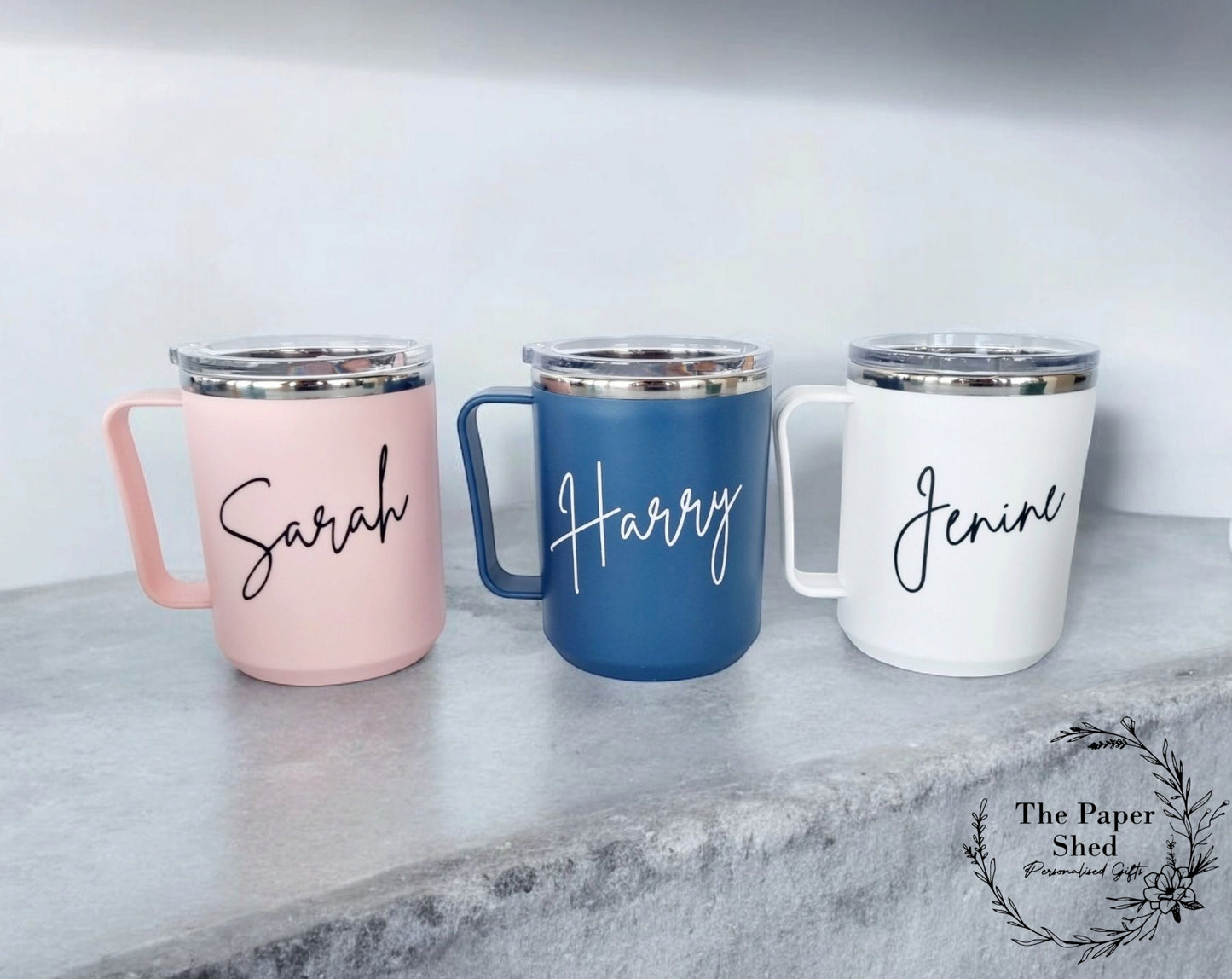 Travel Cup with Handle Thermal Coffee Mug Personalised