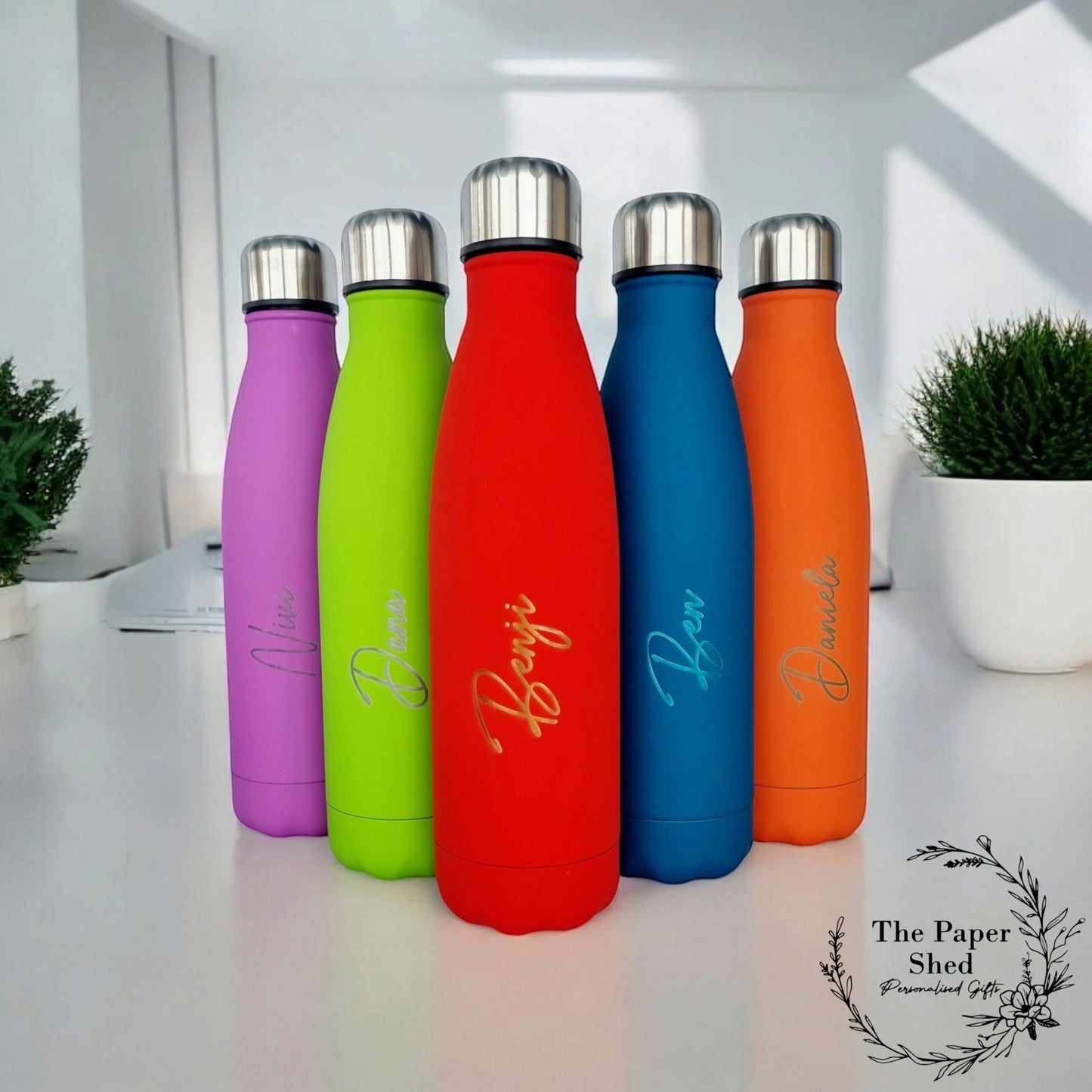 Personalised name thermal water bottle engraved