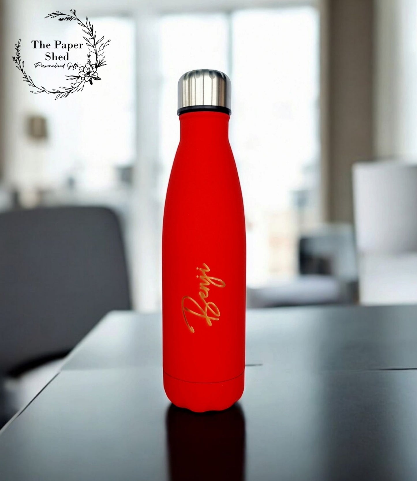 Personalised name thermal water bottle engraved