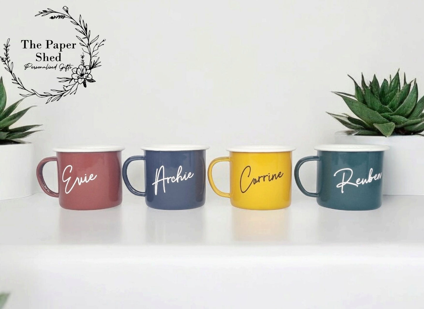 Personalised Enamel Name Mugs Camping