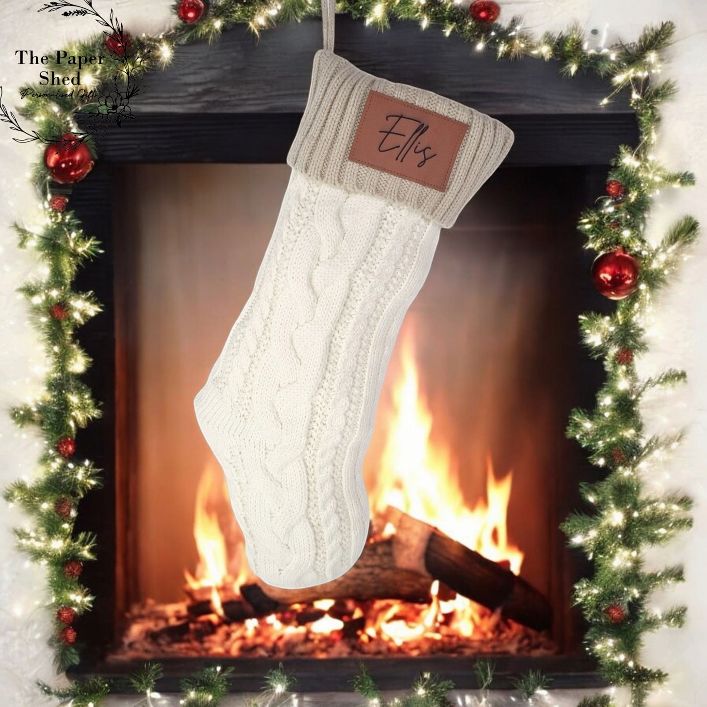 Stocking Knitted Personalised Christmas Stocking 4 Colours With Name