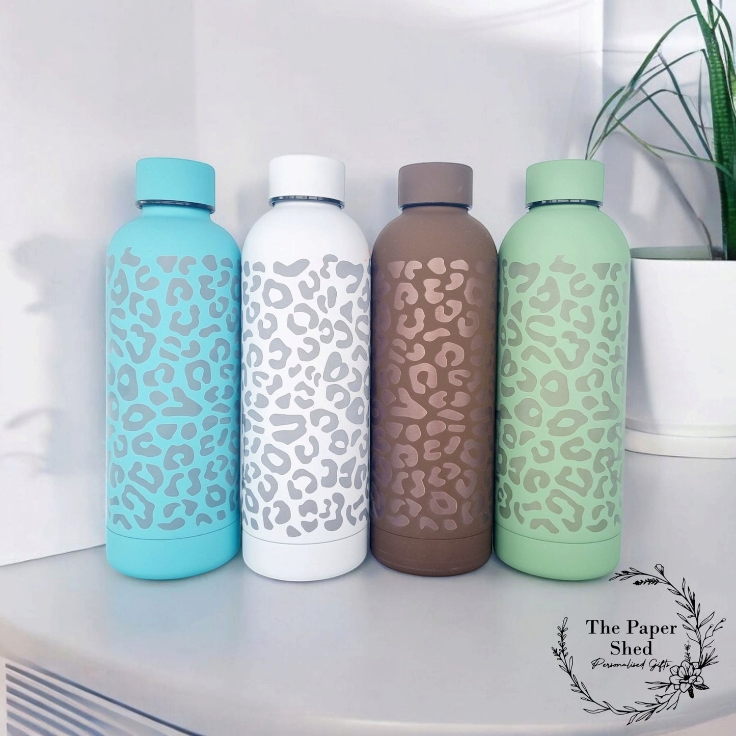 Leopard Print Engraved Thermal Water Bottle Birthday Christmas Gift 500 ml