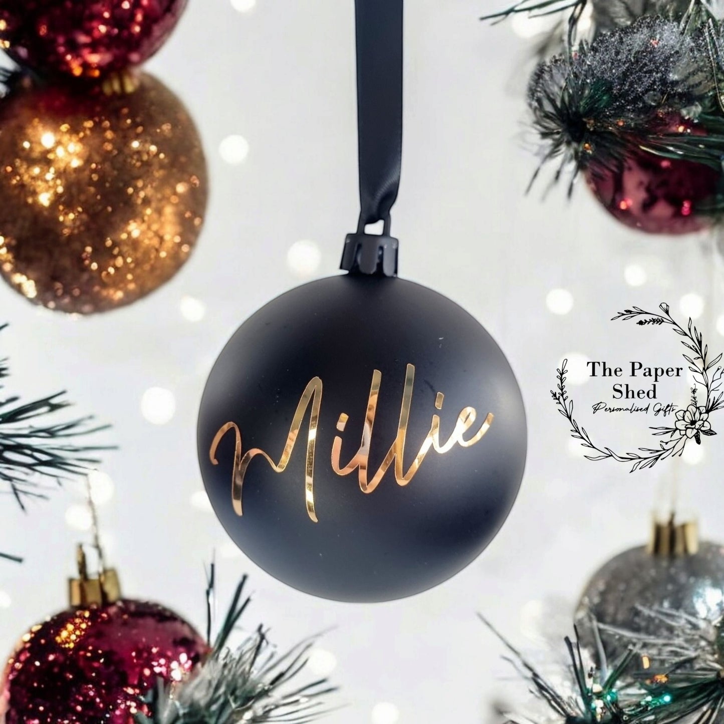 Personalised Black Baubles