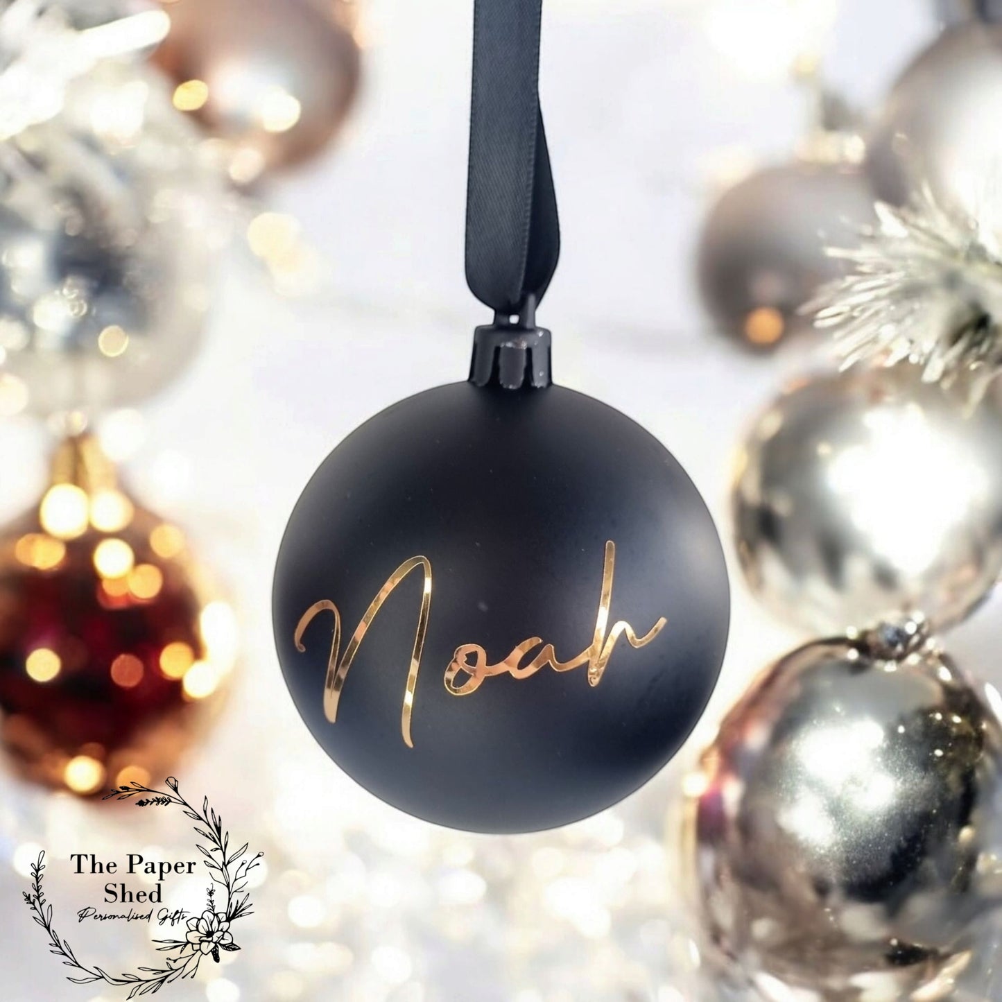 Personalised Black Baubles