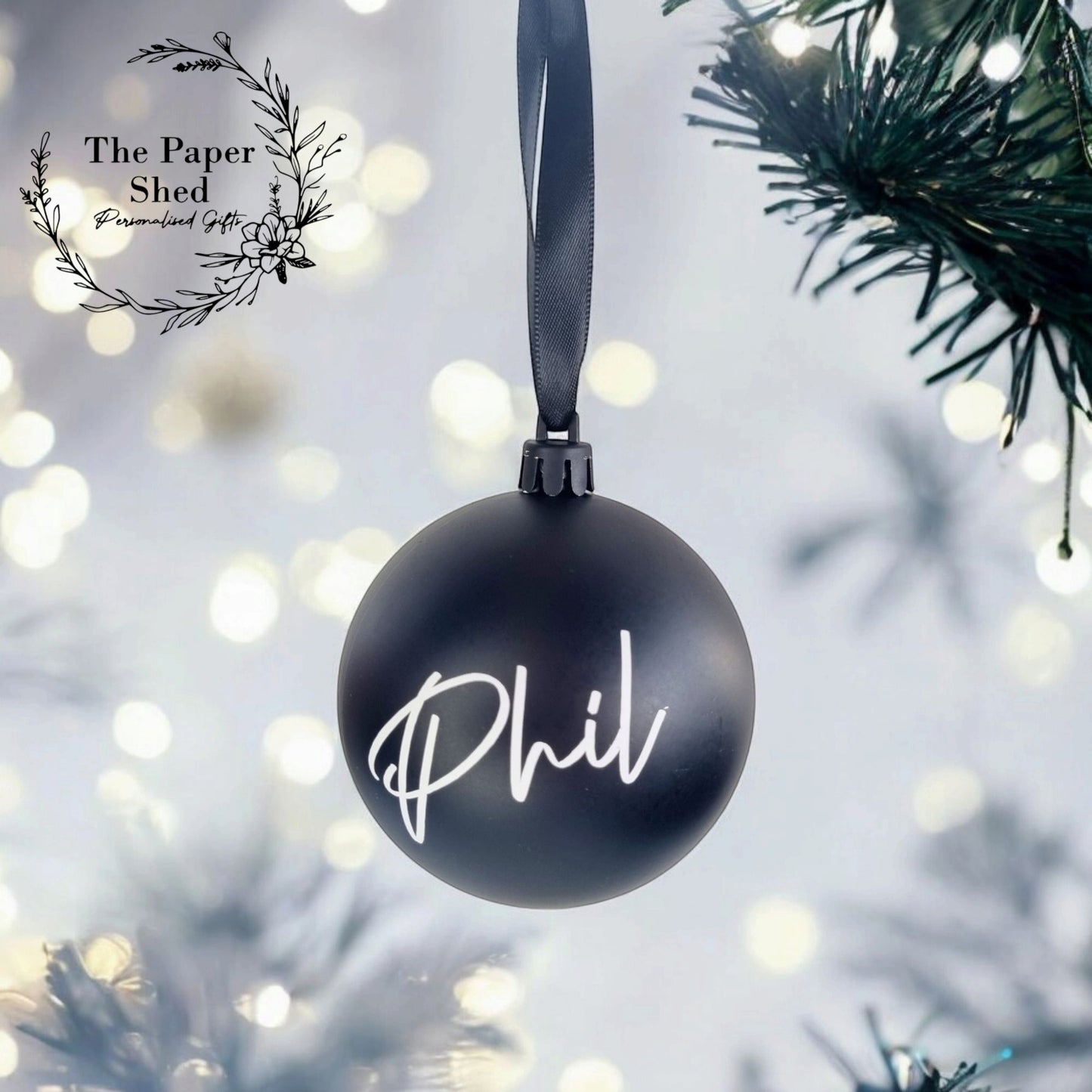 Personalised Black Baubles