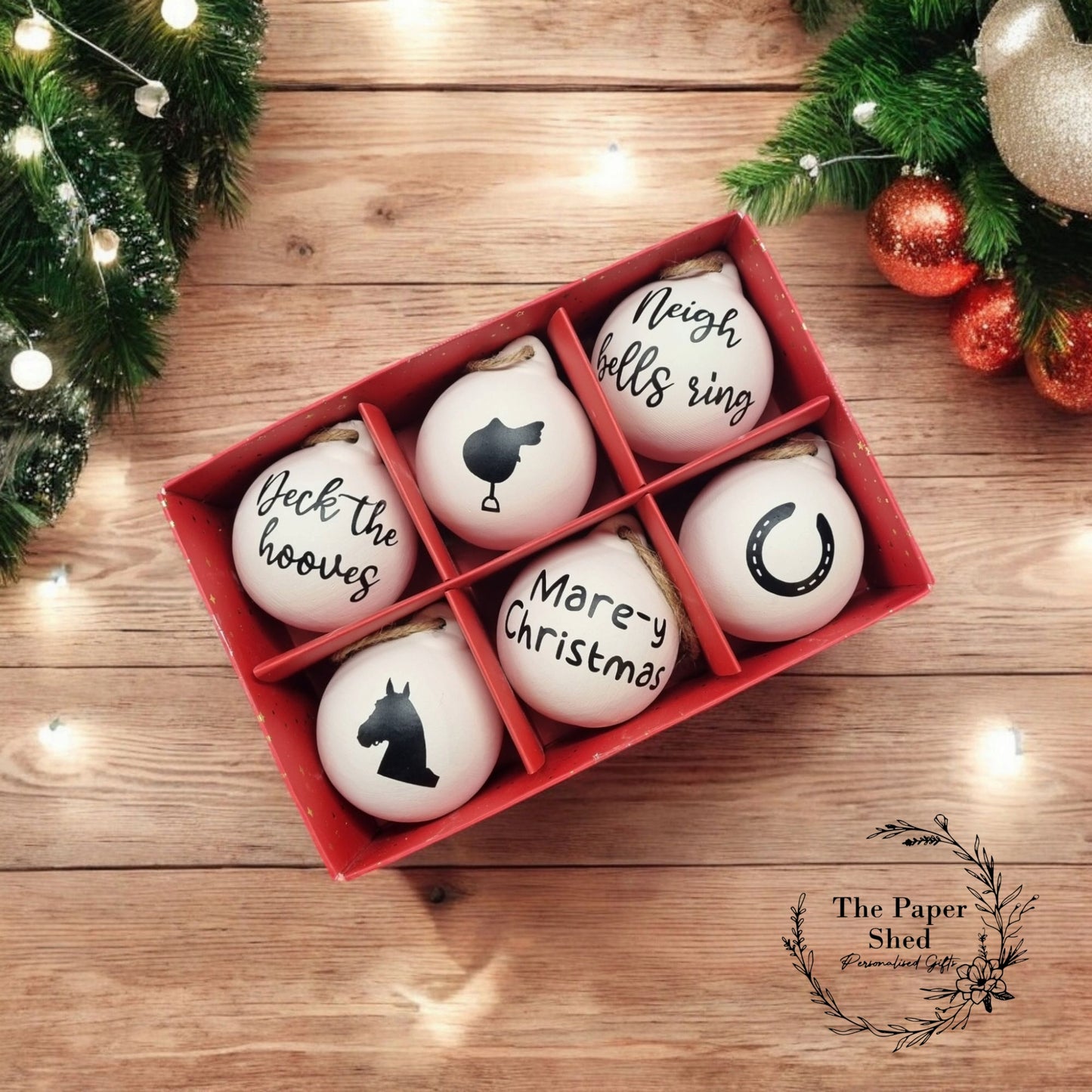 Horse Themed ceramic baubles 6 pack