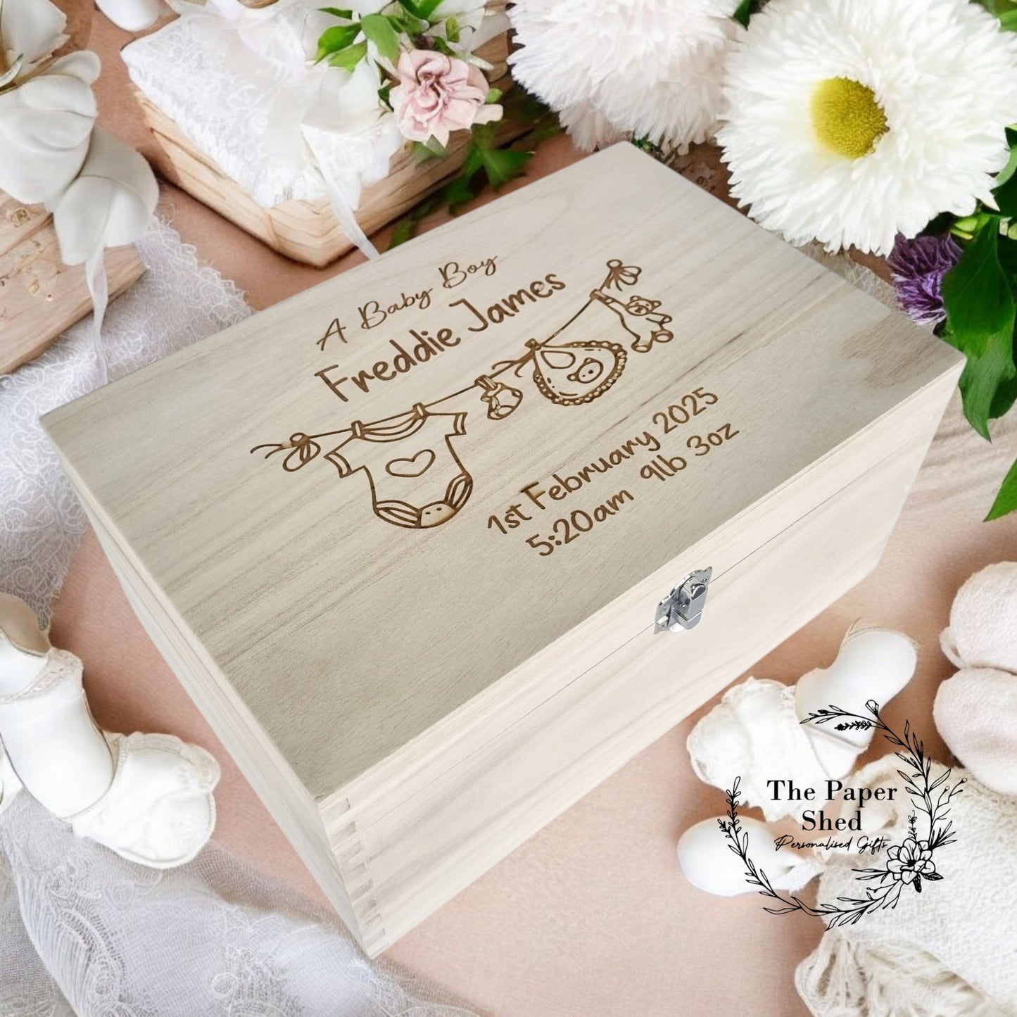 Memory Keepsake Box Baby Girl Boy Washing Line