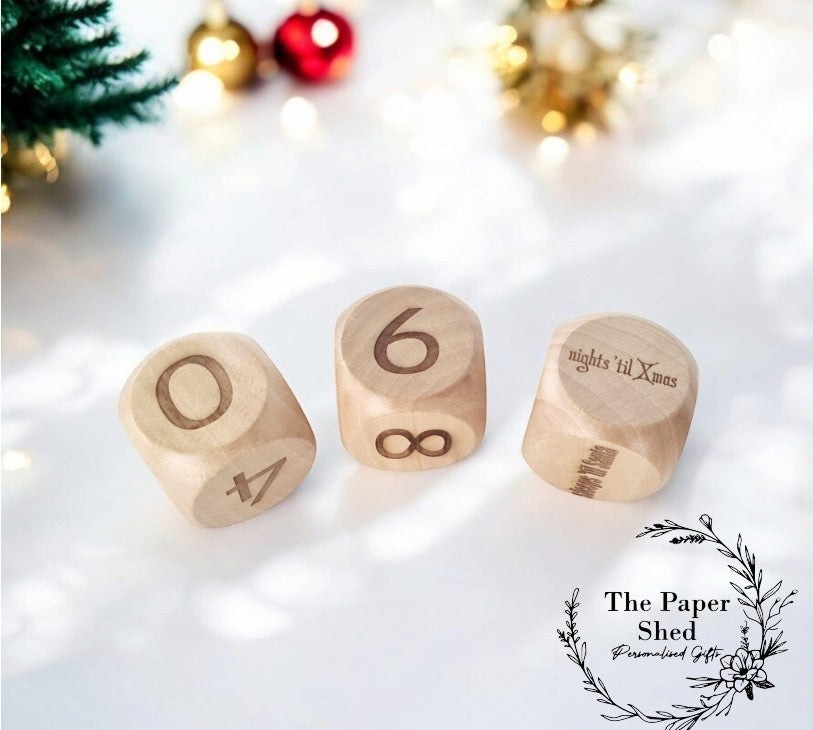 Christmas Countdown Dice Sleeps 'til Santa Calendar Wooden Blocks