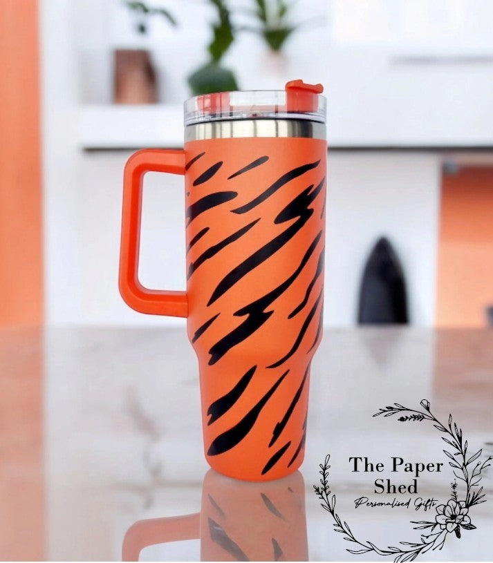 The Tiger Print Collection, Thermal, Mug, 40 oz Cup, Bottle, Travel Mug, Gift, Birthday, Set, stripes