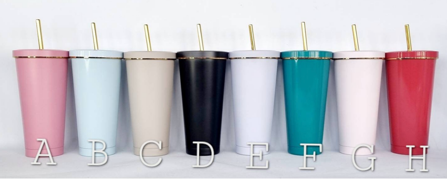 Pastel tall 600ml insulated personalised tumbler with lid and straw cold cup Birthday Gift Birthday Gift Wedding Bridesmaid