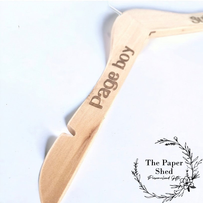 Wedding hangers, bridesmaid dress, page boy suit