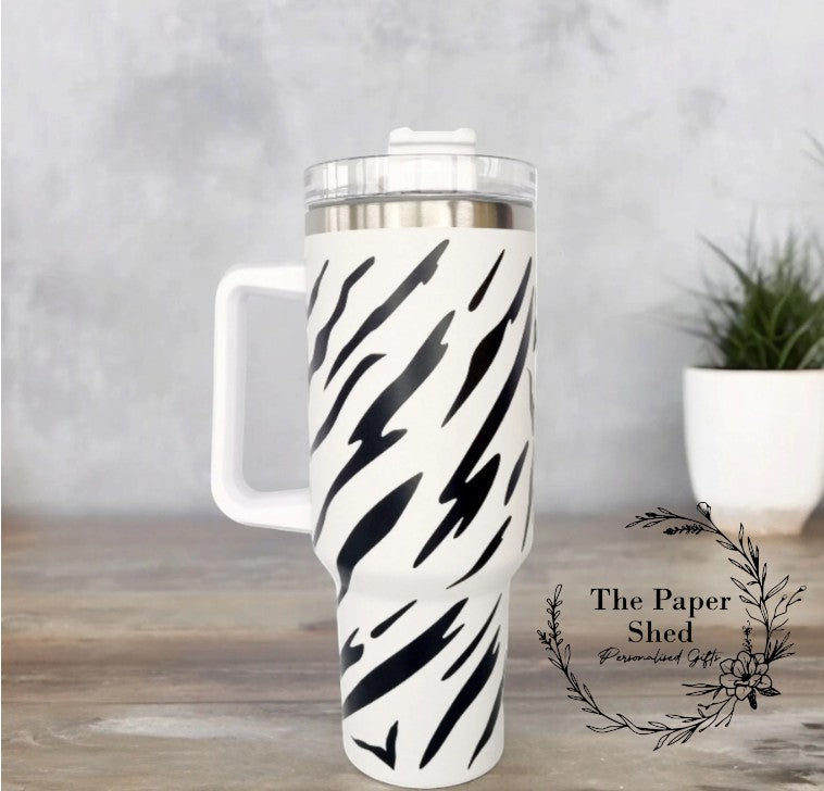 The Zebra Print Collection, Thermal, Mug, 40 oz Cup, Bottle, Travel Mug, Gift, Birthday, Set, stripes