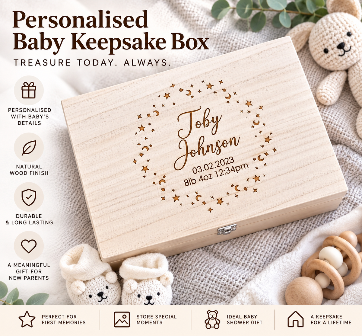 Baby Memory Keepsake Box Star Wreath