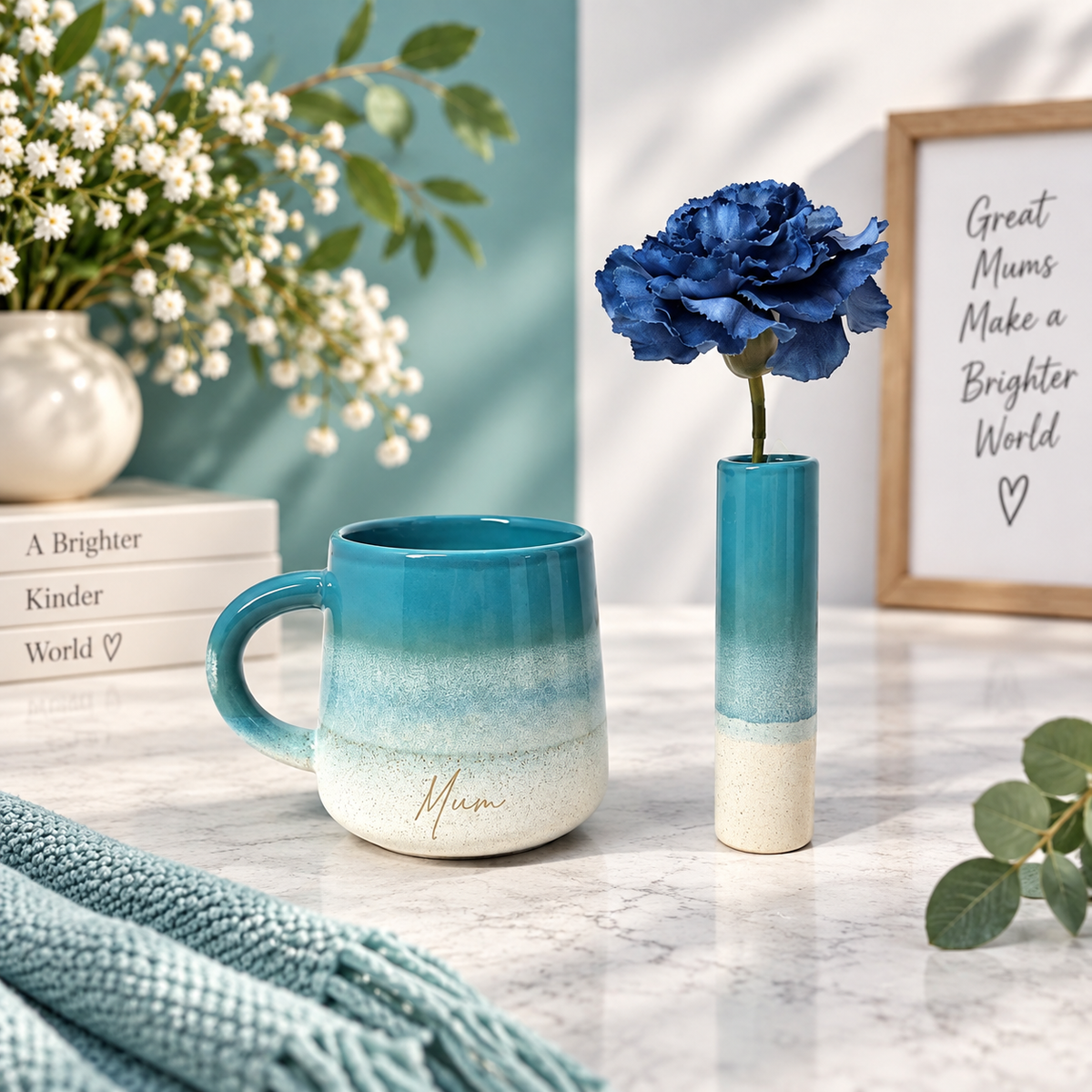 Glazed Engraved Mug Personalised Birthday Gift Set Hamper Bud Vase