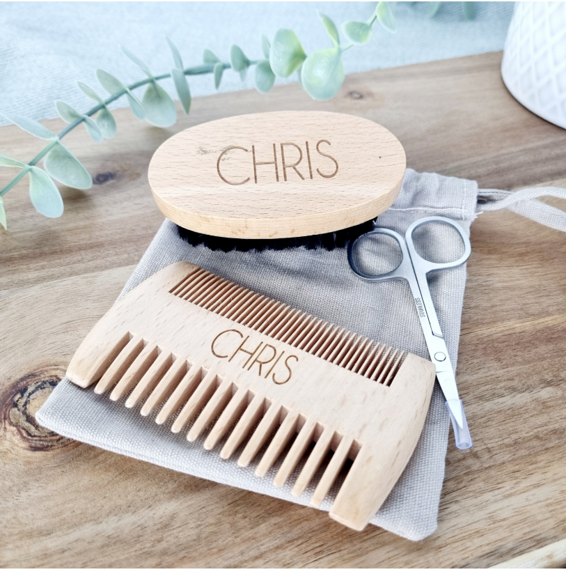 Personalised mens beard grooming set