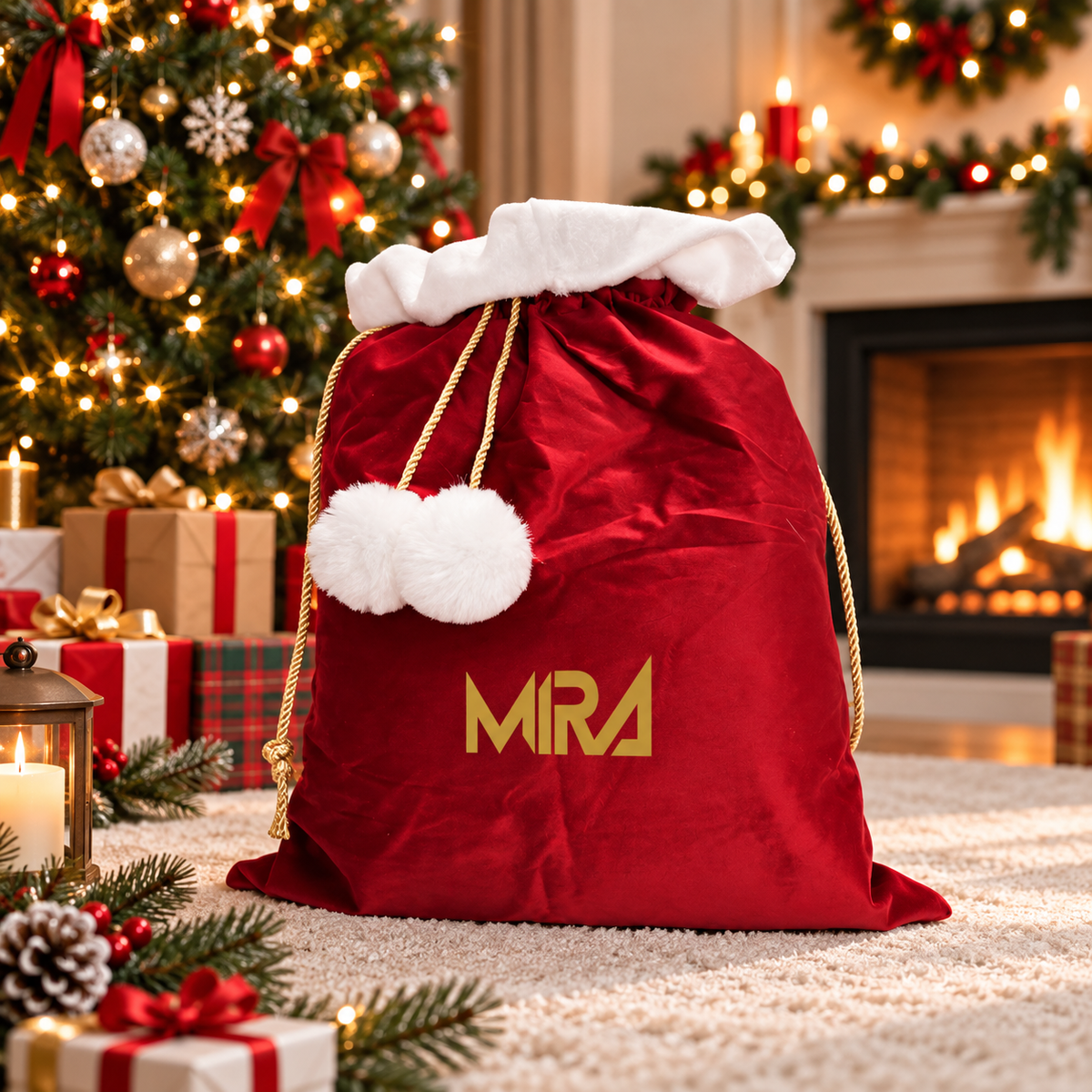 Merry Christmas Luxury Velvet Santa Sack with Stars, Stocking, Christmas Eve Gifts