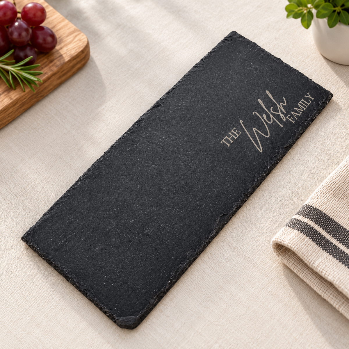 Engraved personalised Family Slate Platter Cheese Mezze Serving Platter tableware