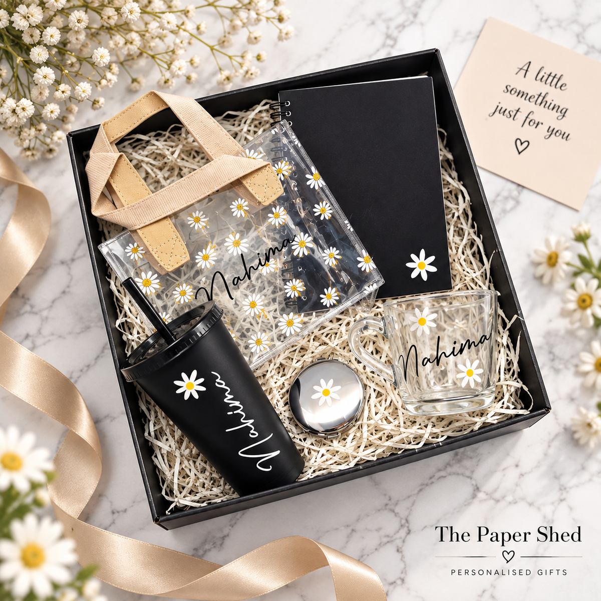 Daisy Gift Set -  Birthday Present - For Her - Birthday - Hamper Personalised Gift Box with Name-Daisy Themed - Daisies Flowers