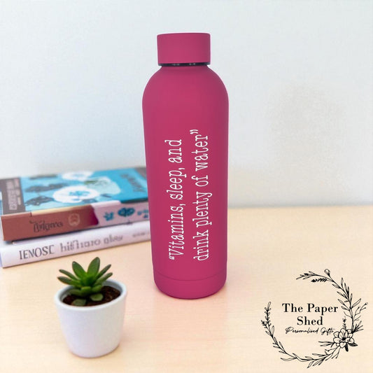 Personalised choice of font, name or phrase. quote thermal water bottle