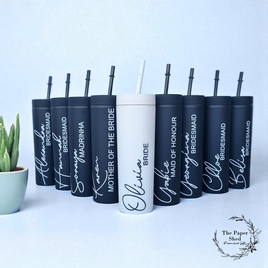 Skinny Tumbler Personalised Name Bridesmaid Bridal Wedding (Copy)