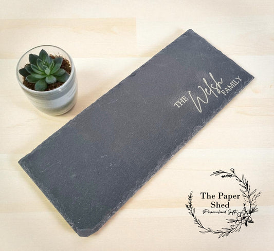 Engraved personalised Family Slate Platter Cheese Mezze Serving Platter tableware