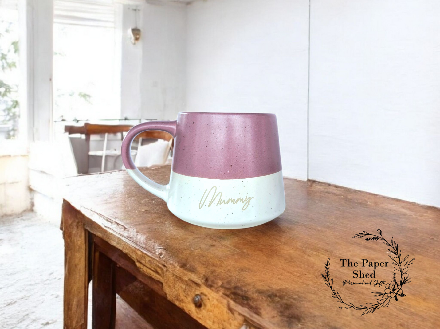 Engraved Speckled Pattern Personalised Drink Mug with Name - Pastel Bright 6 Colours