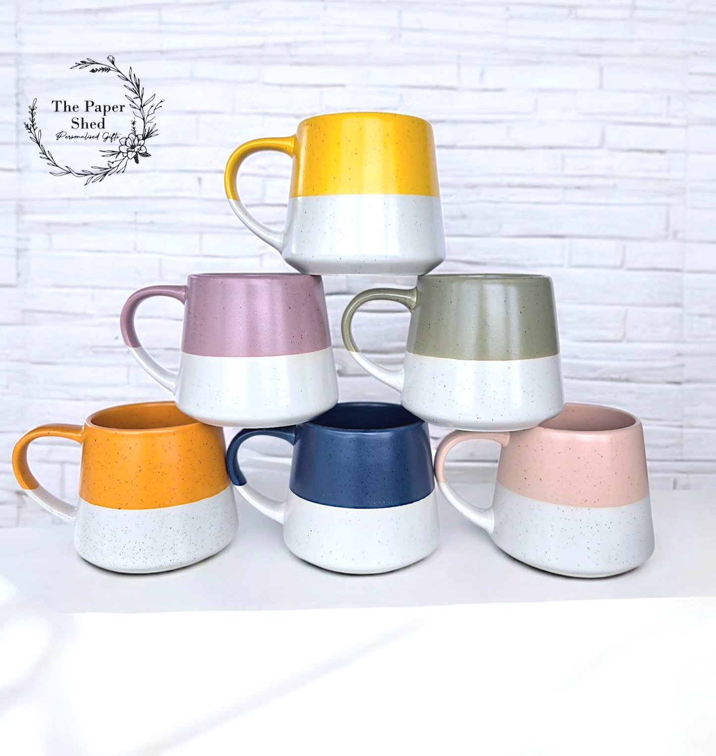 Engraved Speckled Pattern Personalised Drink Mug with Name - Pastel Bright 6 Colours