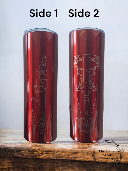 F1 inspired Silverstone Bottle Tumbler With Straw Engraved Tracks Formula Car