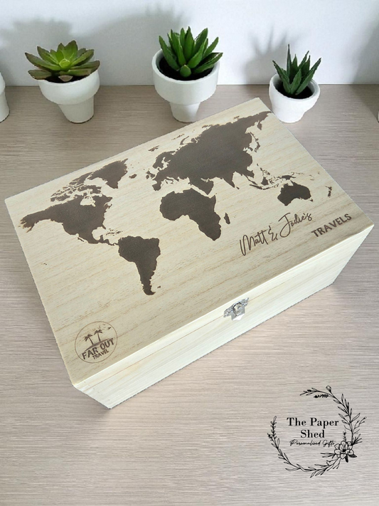 FAR OUT TRAVEL World Map Keepsake Memory Box