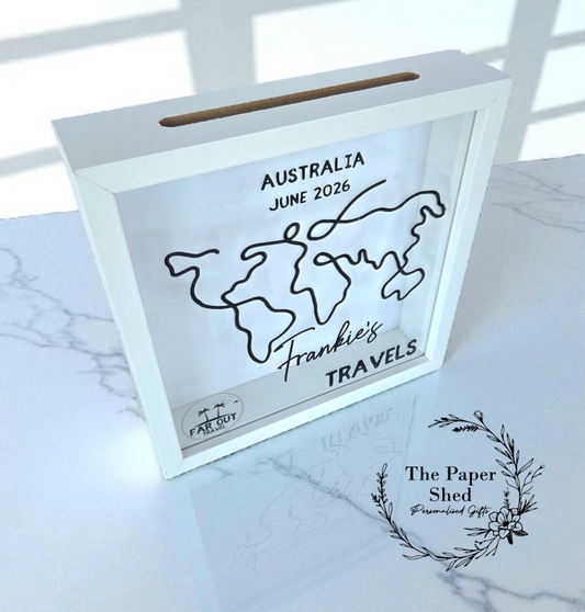 FAR OUT TRAVEL Souvenir Collection Frame -Tickets, Photos, Money, Memories & Keepsakes Box