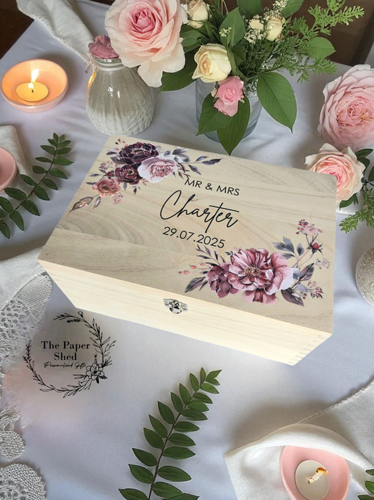 Couples' Floral Wedding Day Keepsake Memory Box